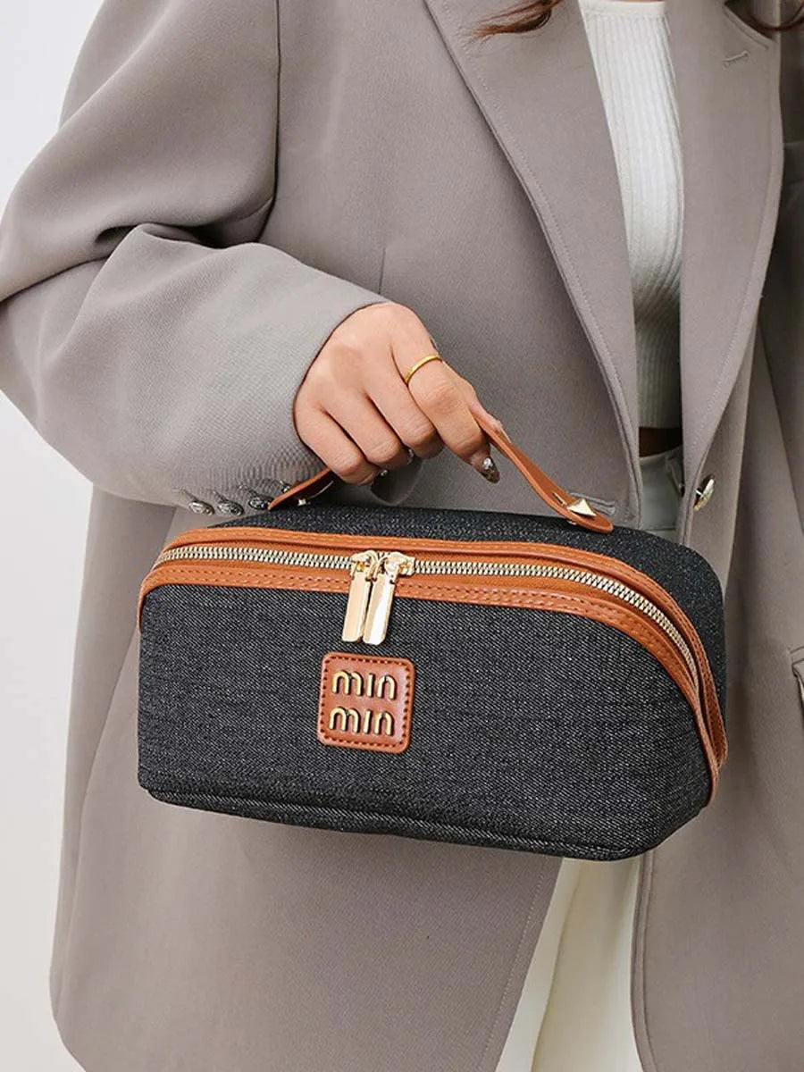 New denim organiser makeup bag for women