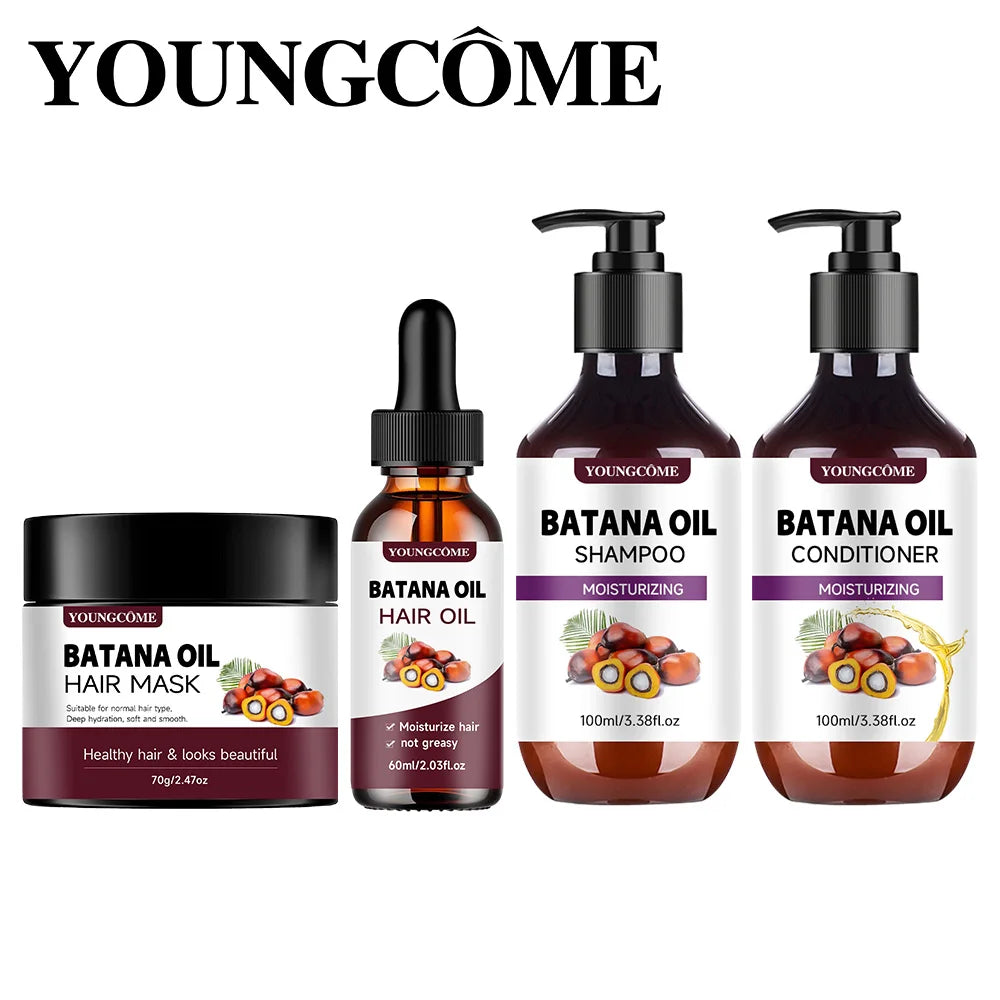 BATANA Oil Hair Care Kit - Strengthening Shampoo, Moisturizing Mask & Keratin Conditioner