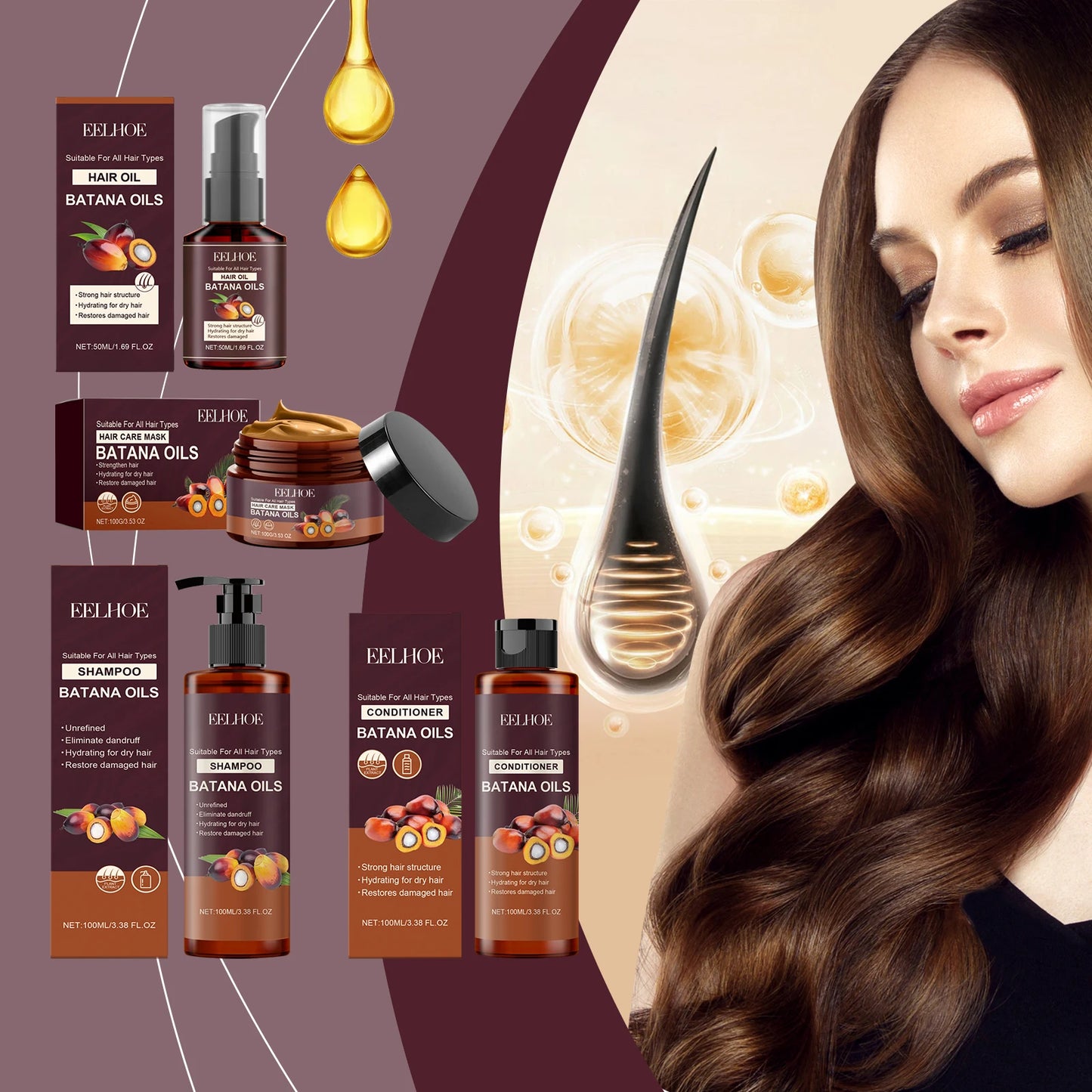Eelhoe Batana Oil Hair Care Hair Growth Shampoo Set