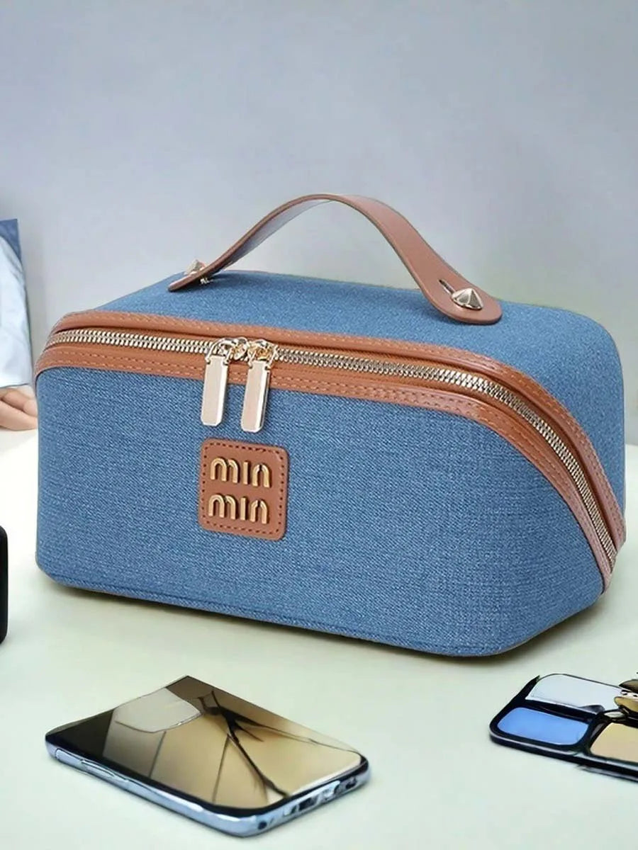 New denim organiser makeup bag for women