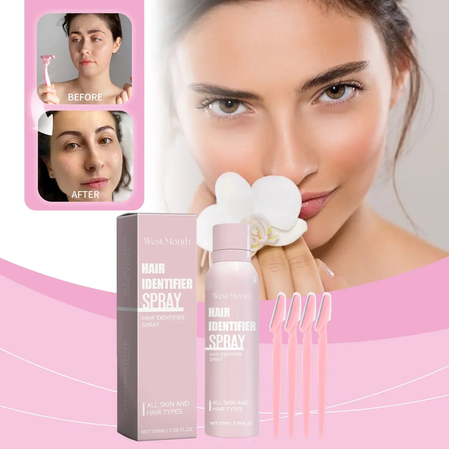 Instant Facial Hair Remover Spray for Women - Hair Identifier Spray for Face, Body