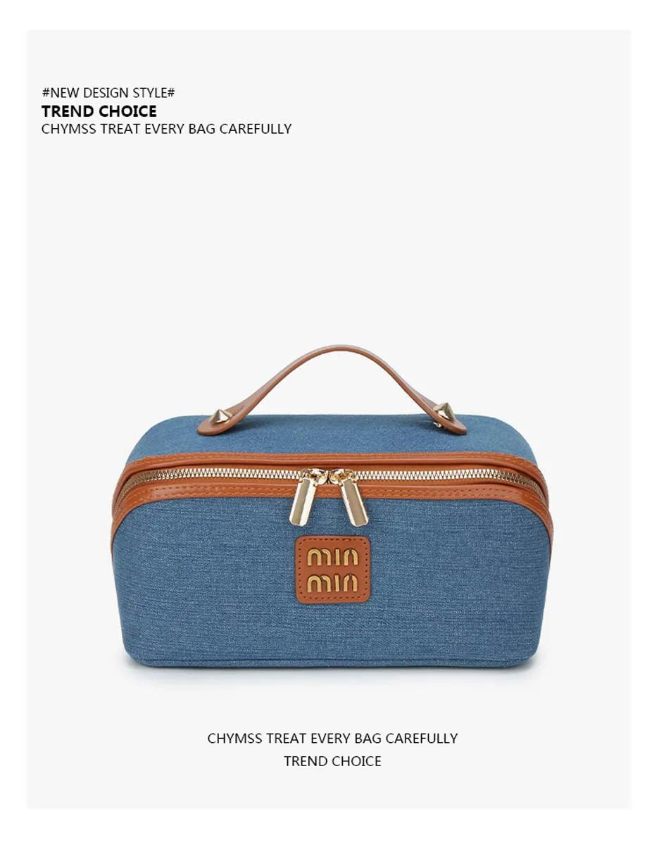New denim organiser makeup bag for women