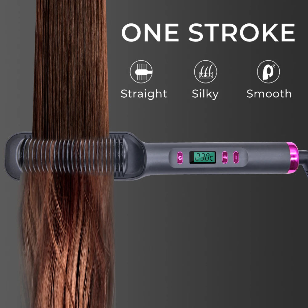 Electric Brush Straightener Multifunctional Hot Comb Negative Ion Anti-Scalding