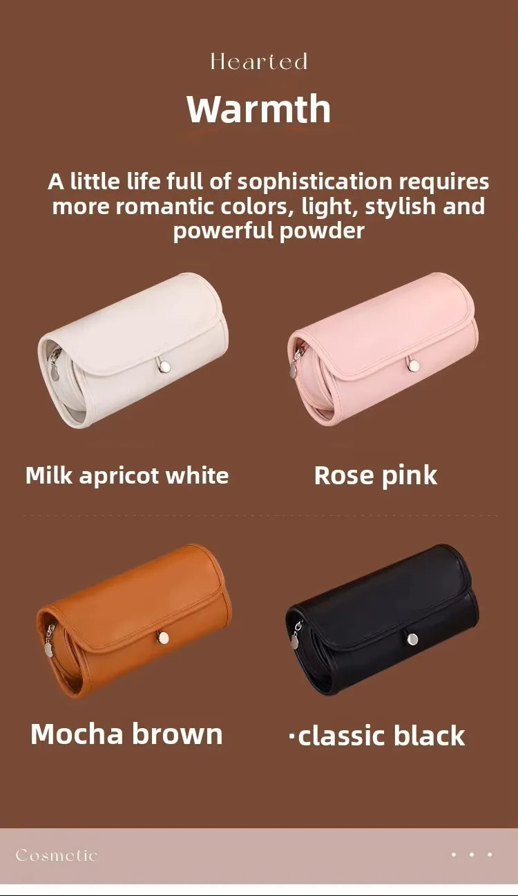 Waterproof PU Leather Pillow Type Makeup Brush Organizer Roll Bag Multifunctional Foldable Cosmetic Bag for Women and Girl