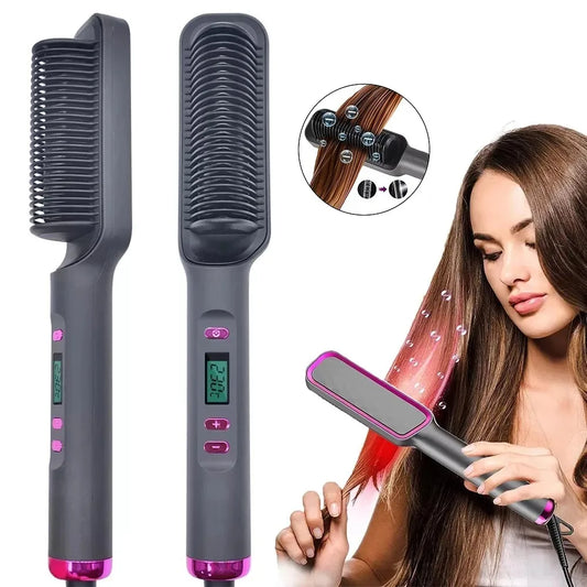 Electric Brush Straightener Multifunctional Hot Comb Negative Ion Anti-Scalding
