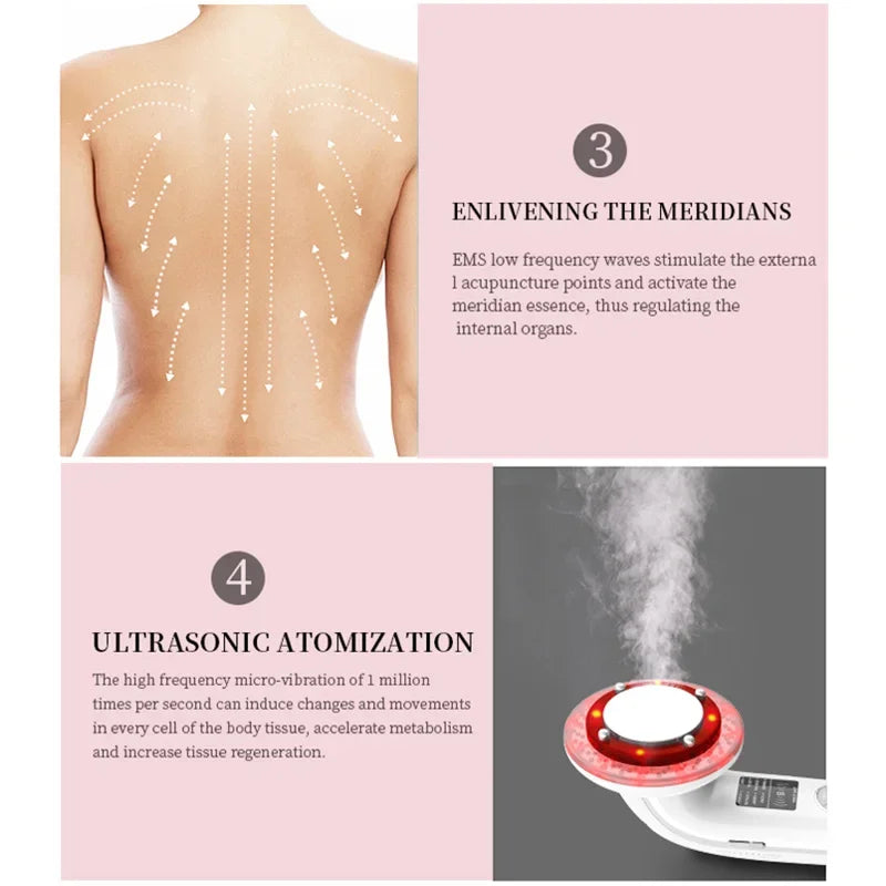 8 IN 1 Ultrasound Anti-Cellulite Body Slimming Machine Face Lifting EMS Massager RF Infrared