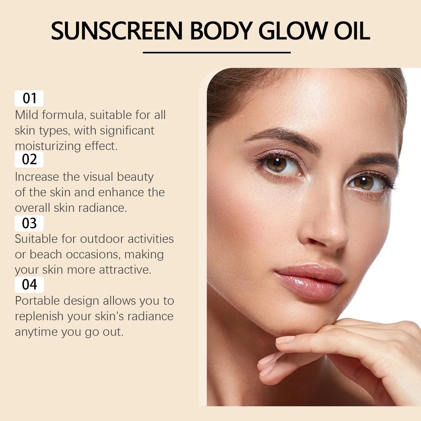 EELHOE 2 In1 Sunscreen Spf 50 Body Oil for Glowing Skin