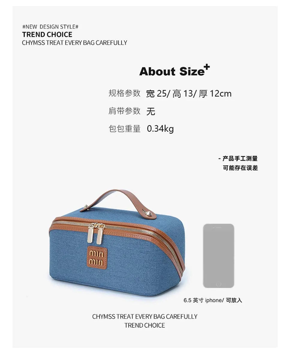 New denim organiser makeup bag for women