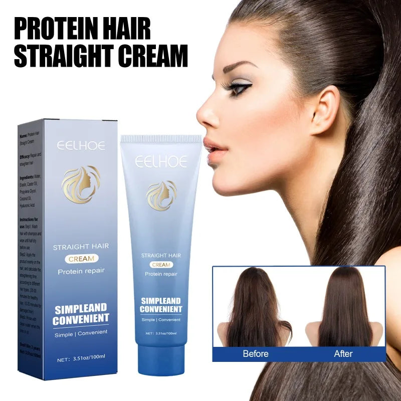 Protein Straight Hair Cream Repairs Damaged Hair Smoothes Frizz and Split Ends