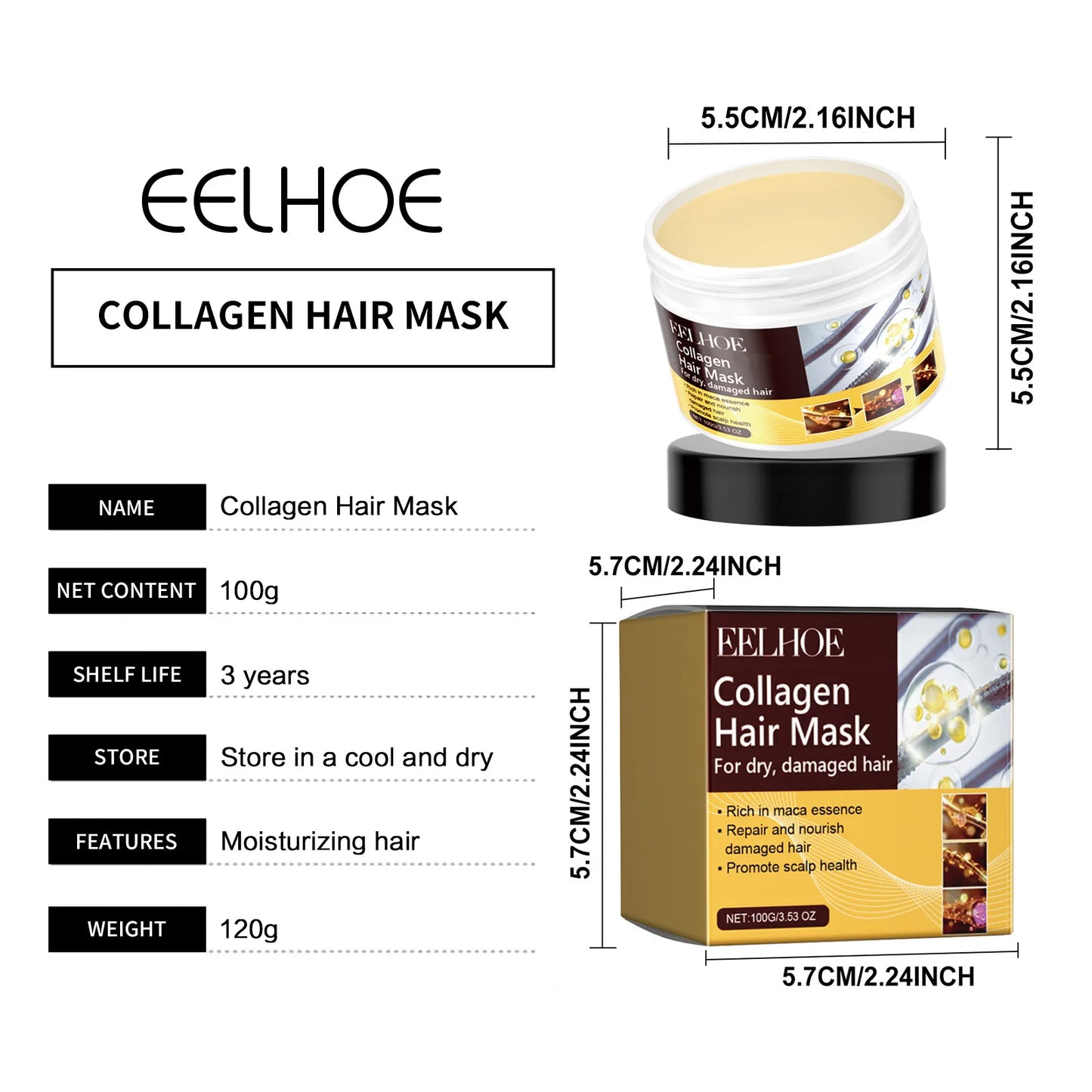 EELHOE Hair Repair Mask Collagen Nourishing Hair Mask Improve Damaged Hair