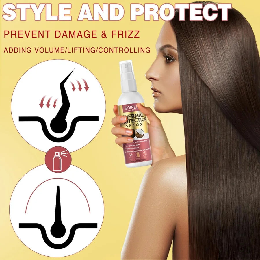 Keratin Protein Serum Heat Thermal Protection Spray Rose Water Mist Smooth & Moisturize