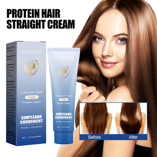 Protein Straight Hair Cream Repairs Damaged Hair Smoothes Frizz and Split Ends