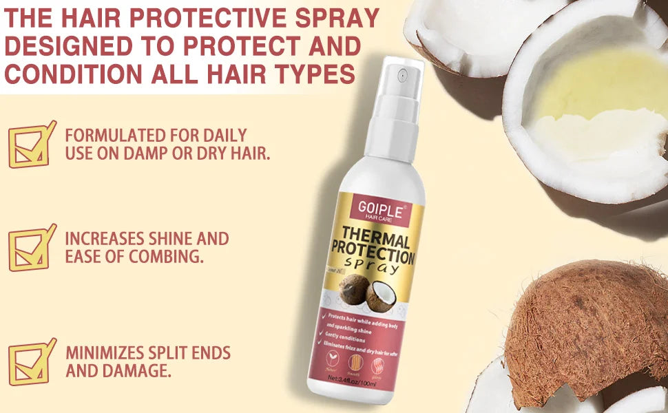 Keratin Protein Serum Heat Thermal Protection Spray Rose Water Mist Smooth & Moisturize