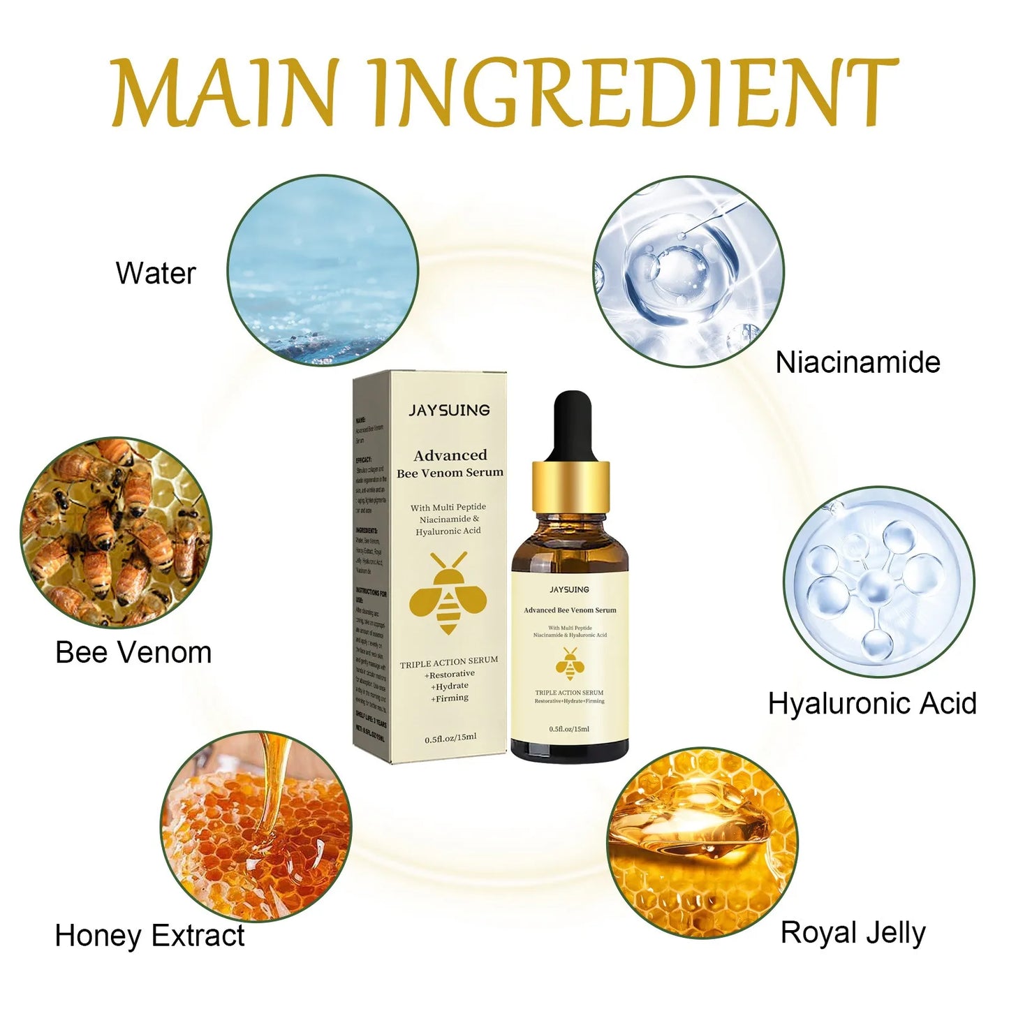 Advanced Bee Venom Serum Tighten Lightens Fine Lines Repair Moisturizing
