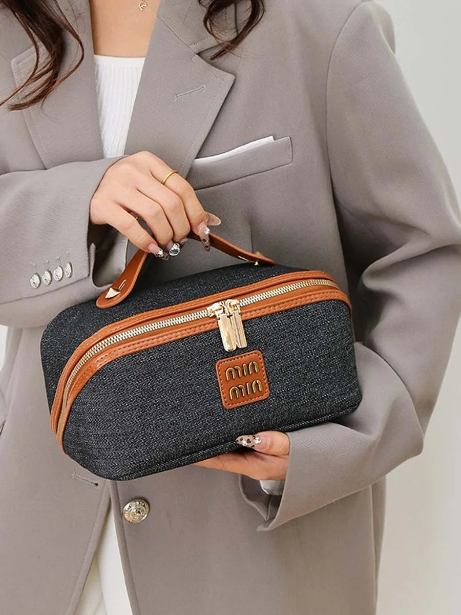 New denim organiser makeup bag for women