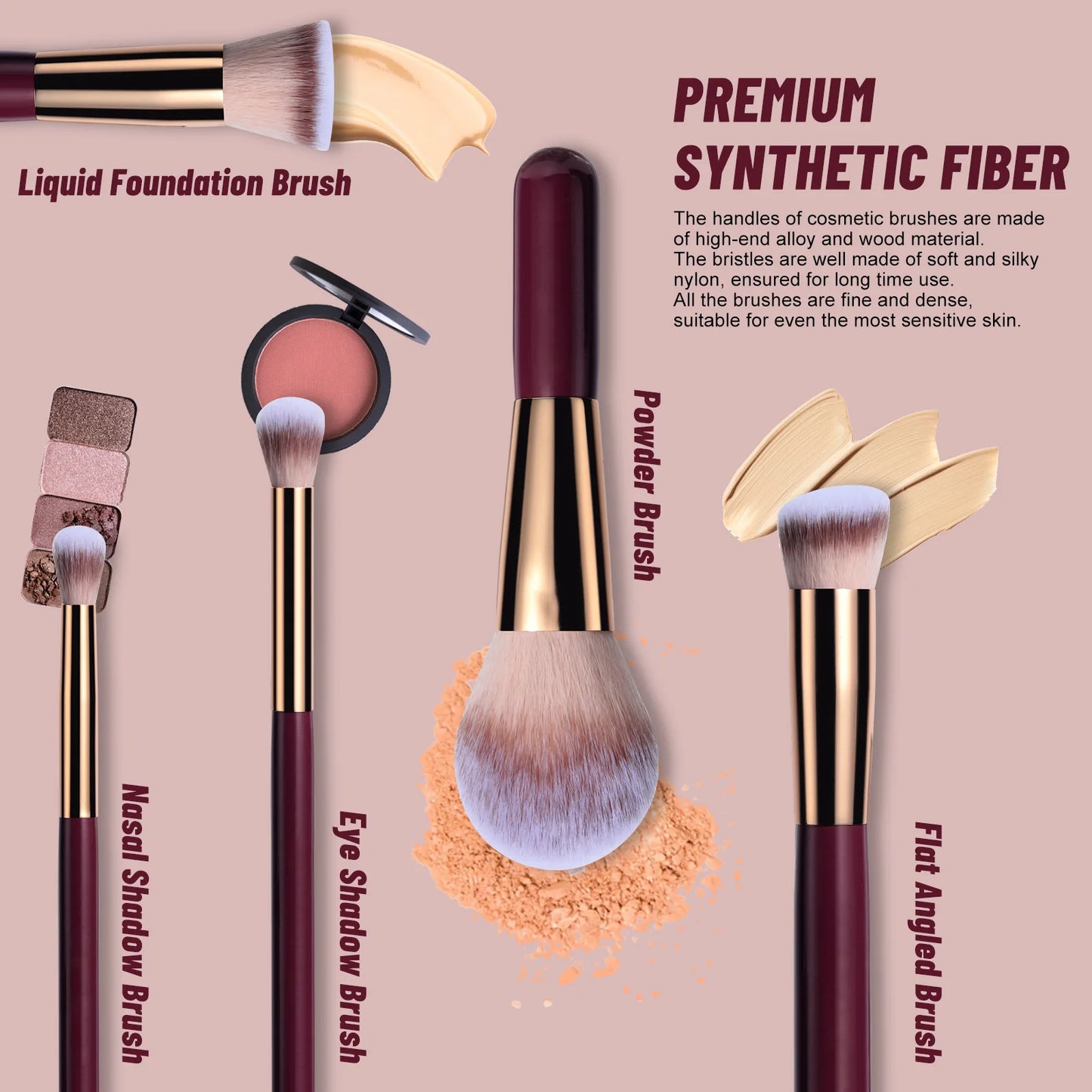 14 PCS Makeup Brush Set LED Light USB Rechargeable Makeup Brushes Kit