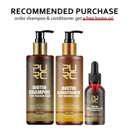 Biotin Fast Hair Growth Oil Shampoo Conditioner Set Anti Hair Loss Treatment PURC