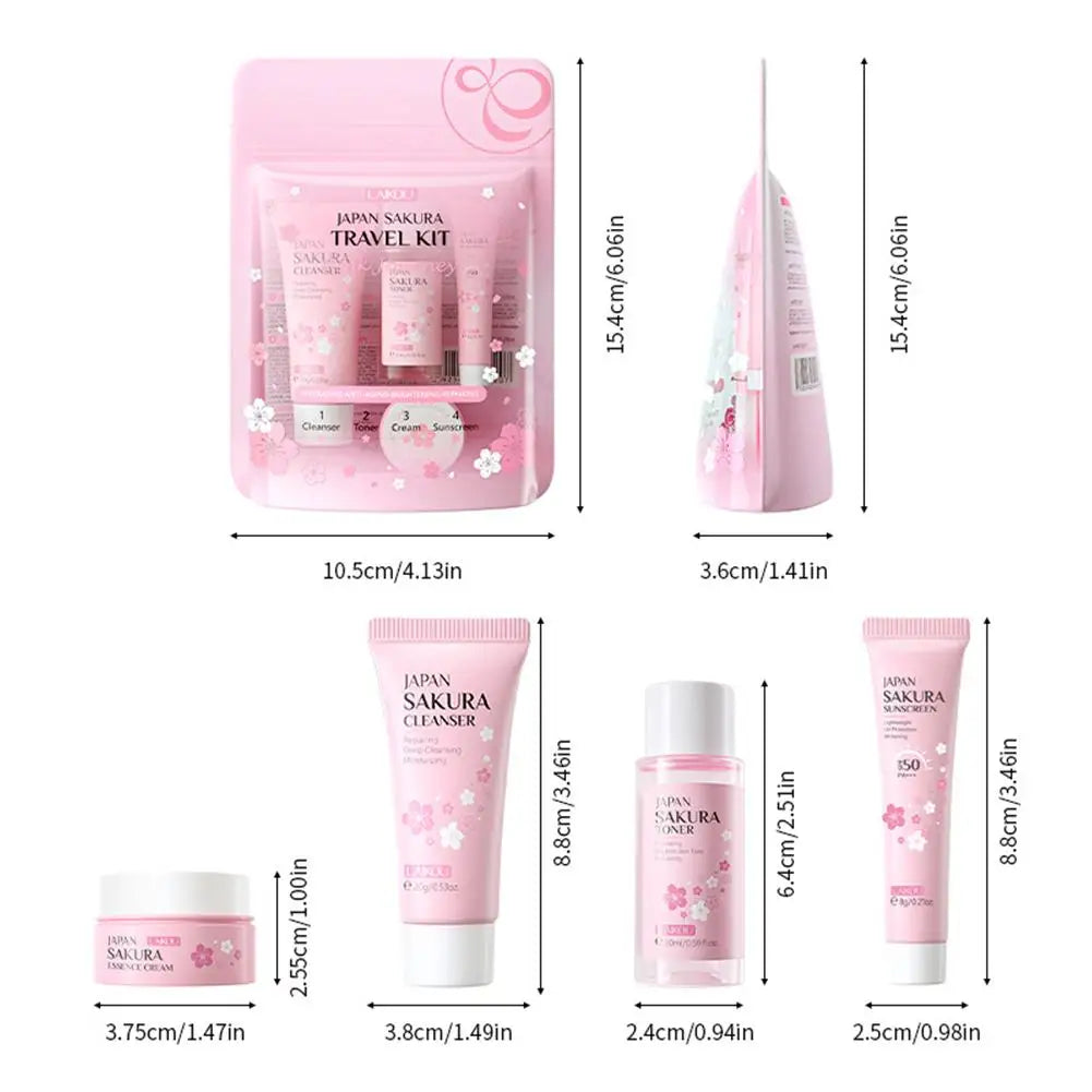 LAIKOU Sakura Skin Care Sets & Kits With Cleanser,Serum,Eye Cream, Travel Kit