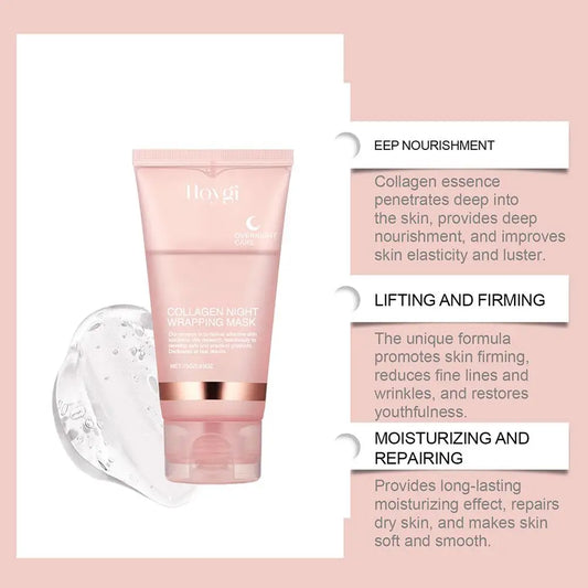 Collagen Overnight Peel Off Facial Mask, Collagen Deeply Hydrates Night Care Mask Cream 75ml