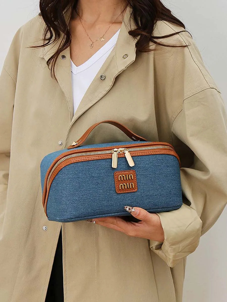 New denim organiser makeup bag for women