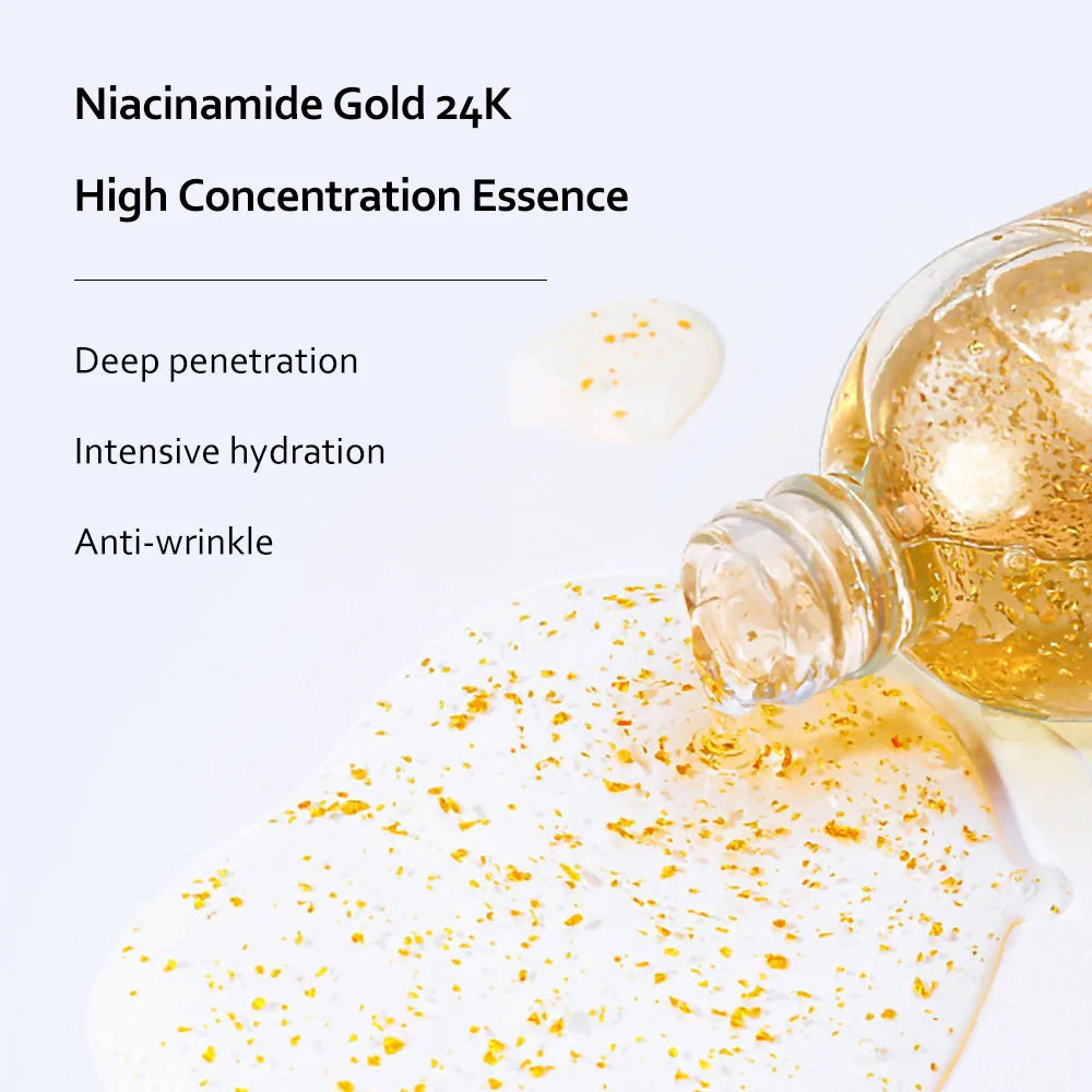 Skincare Set 24K Gold Niacinamide Face Serum Anti Ageing Skin Products Remove Dark Circles Collagen Eye Cream