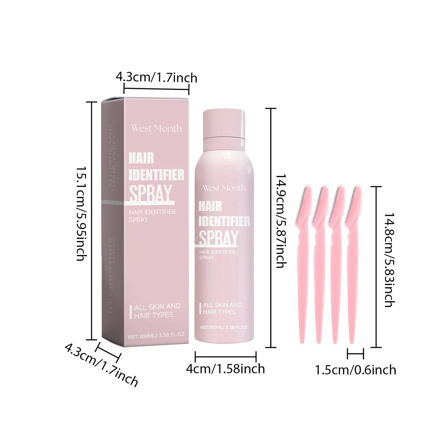Instant Facial Hair Remover Spray for Women - Hair Identifier Spray for Face, Body