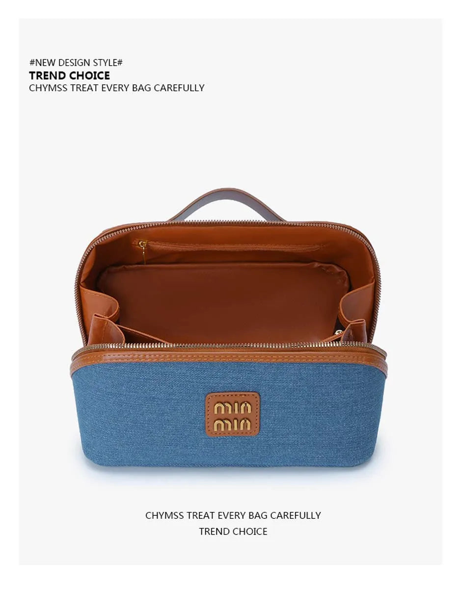 New denim organiser makeup bag for women