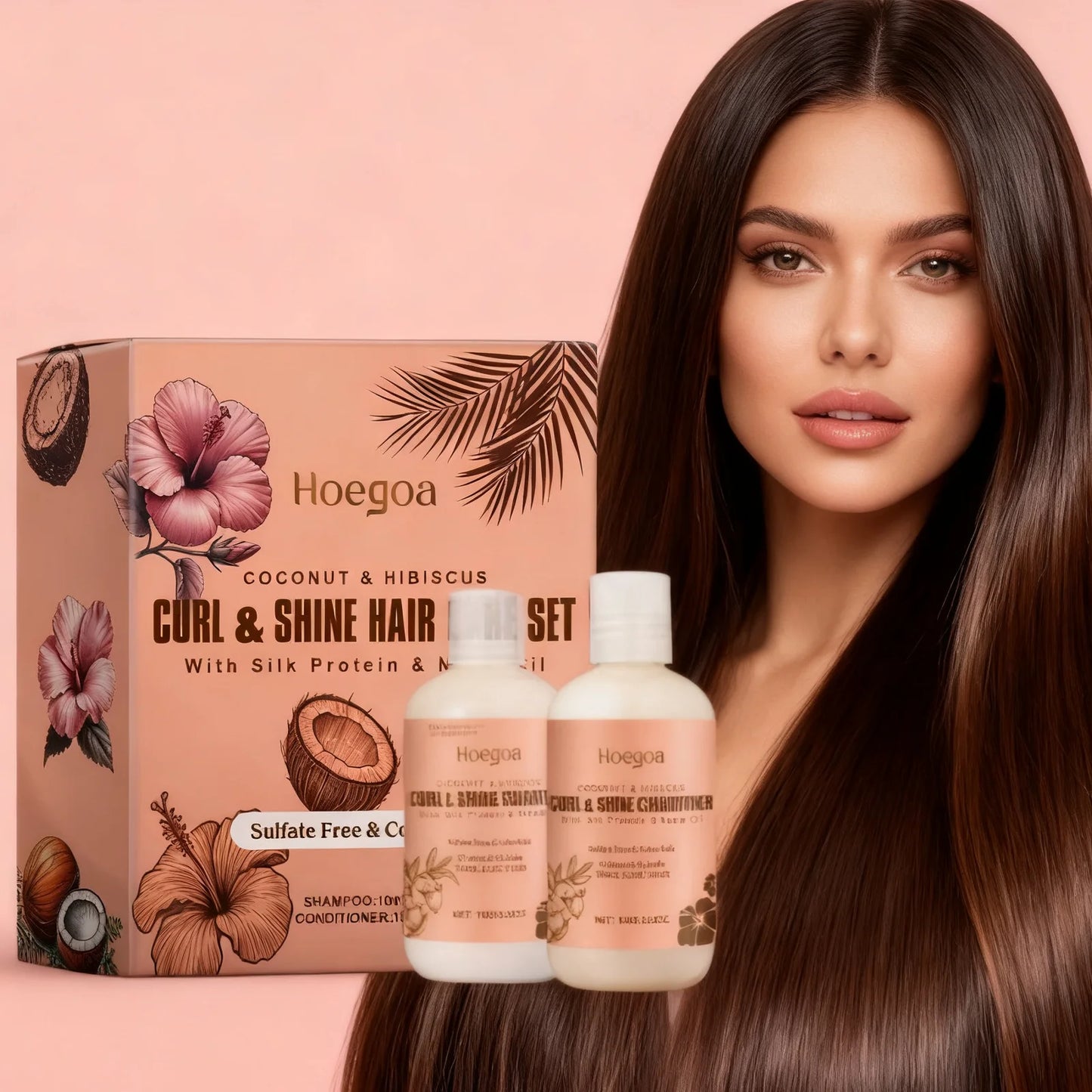 Coconut Shampoo & Conditioner Set - for Curly Hair | Oil Control Frizz Removal Scalp Cleansing