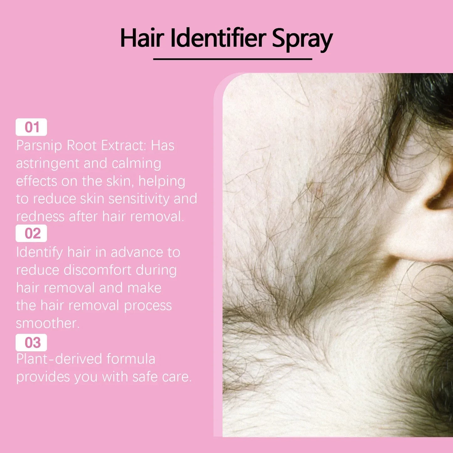 Instant Facial Hair Remover Spray for Women - Hair Identifier Spray for Face, Body