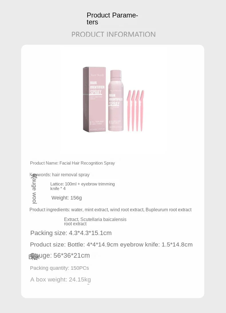 Instant Facial Hair Remover Spray for Women - Hair Identifier Spray for Face, Body