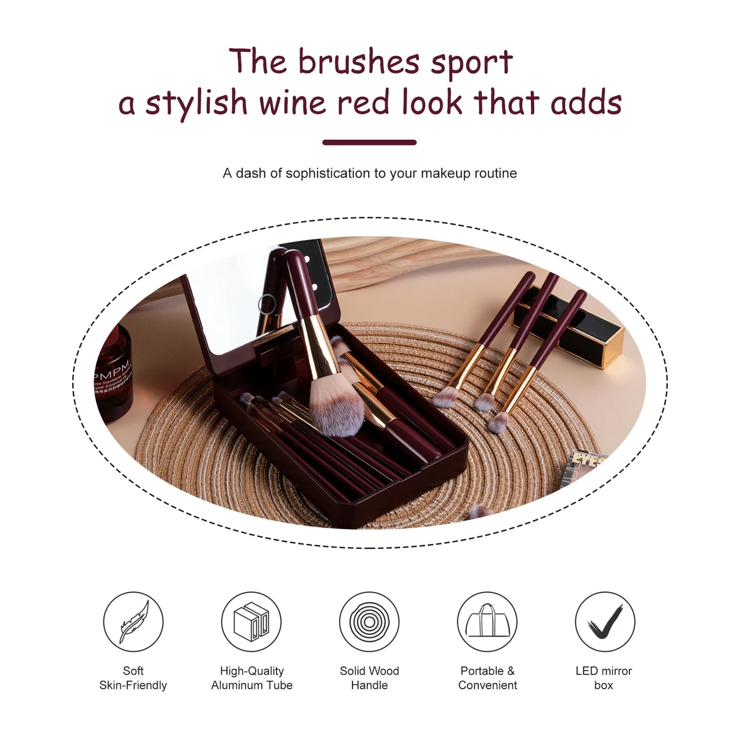 14 PCS Makeup Brush Set LED Light USB Rechargeable Makeup Brushes Kit