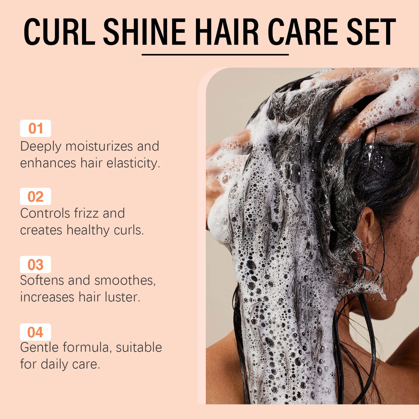 Coconut Shampoo & Conditioner Set - for Curly Hair | Oil Control Frizz Removal Scalp Cleansing