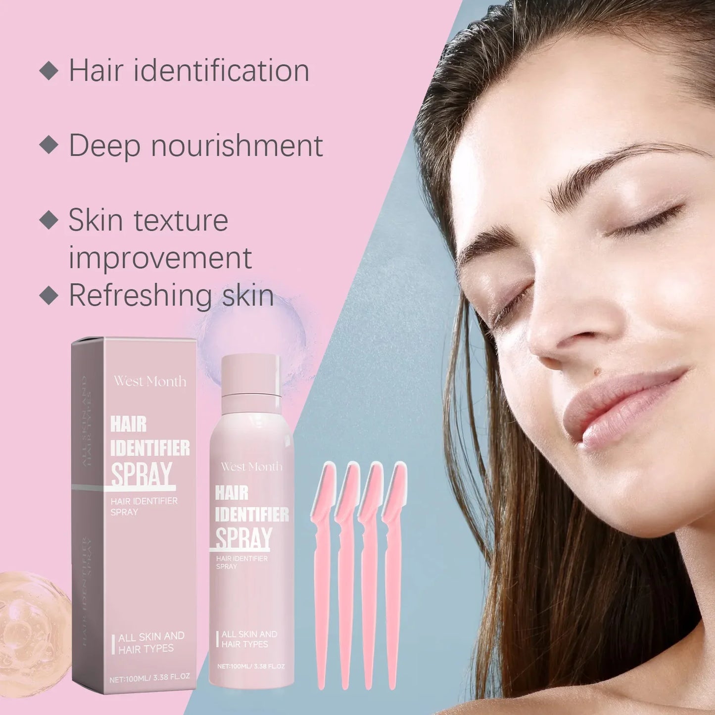 Instant Facial Hair Remover Spray for Women - Hair Identifier Spray for Face, Body
