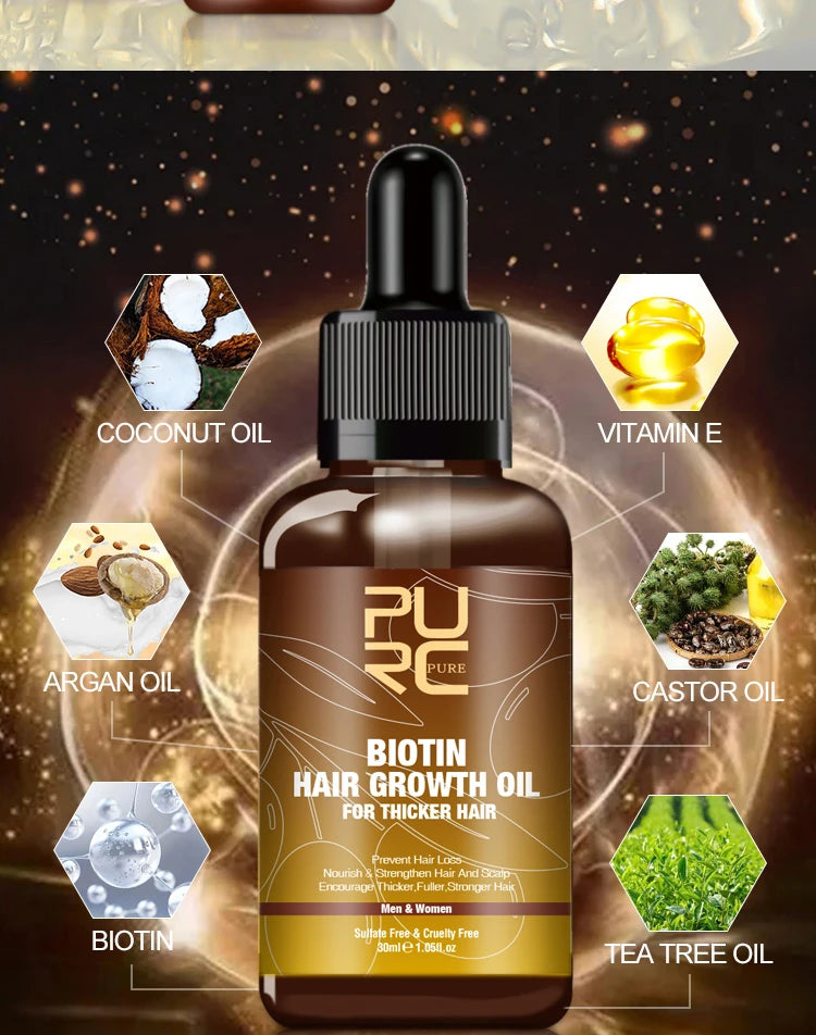 Biotin Fast Hair Growth Oil Shampoo Conditioner Set Anti Hair Loss Treatment PURC