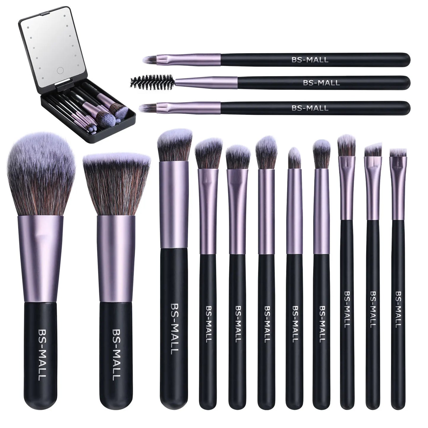 14 PCS Makeup Brush Set LED Light USB Rechargeable Makeup Brushes Kit