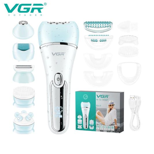 VGR Hair Remover Electric Epilator Leg Body Bikini Facial Underarms LED