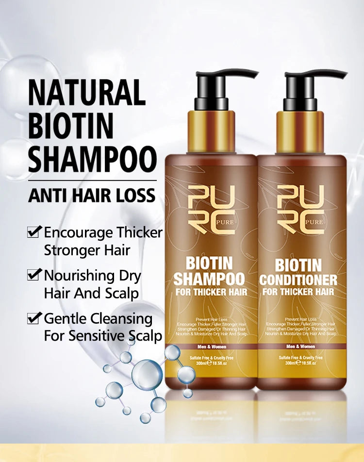 Biotin Fast Hair Growth Oil Shampoo Conditioner Set Anti Hair Loss Treatment PURC
