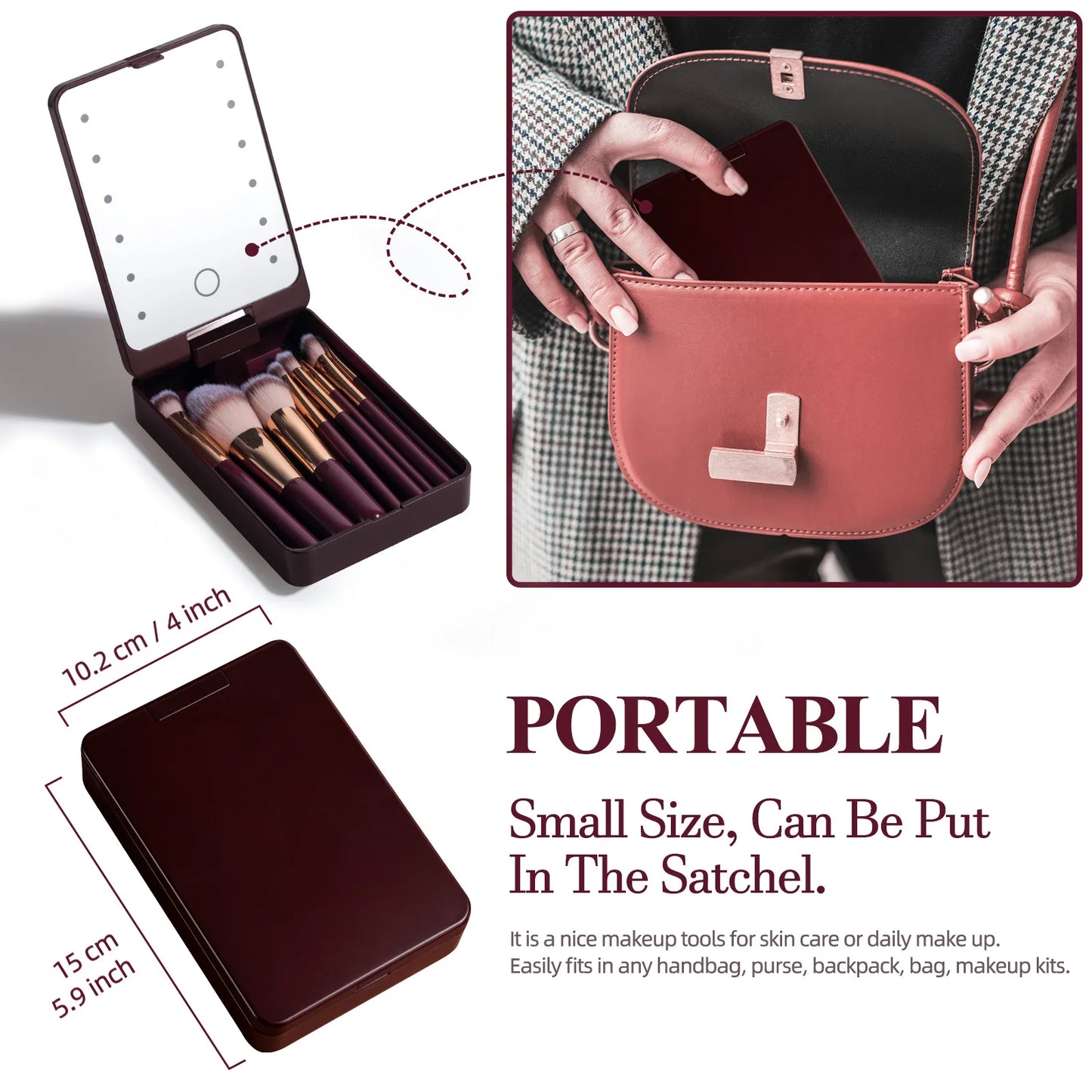 14 PCS Makeup Brush Set LED Light USB Rechargeable Makeup Brushes Kit