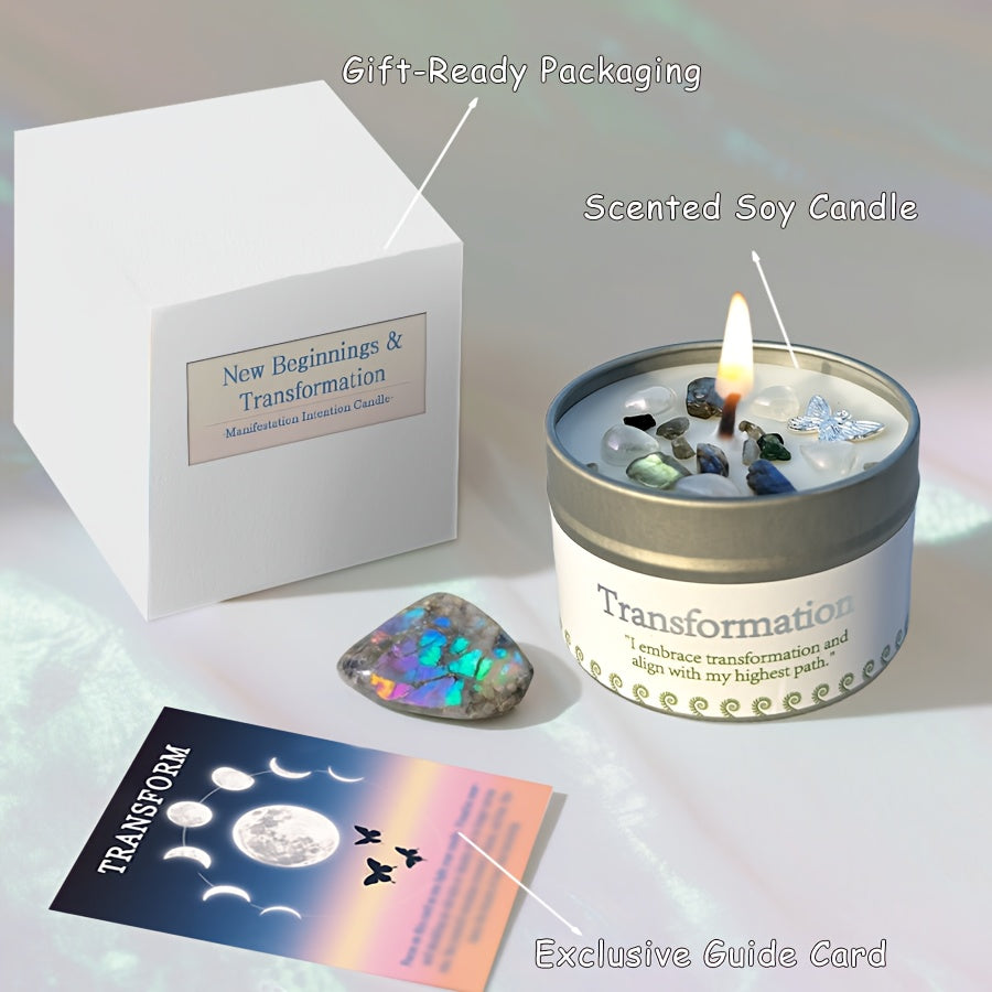 Law of Attraction Metamorphosis New Beginnings Manifestation Candle Crystal Ritual Scented Candle