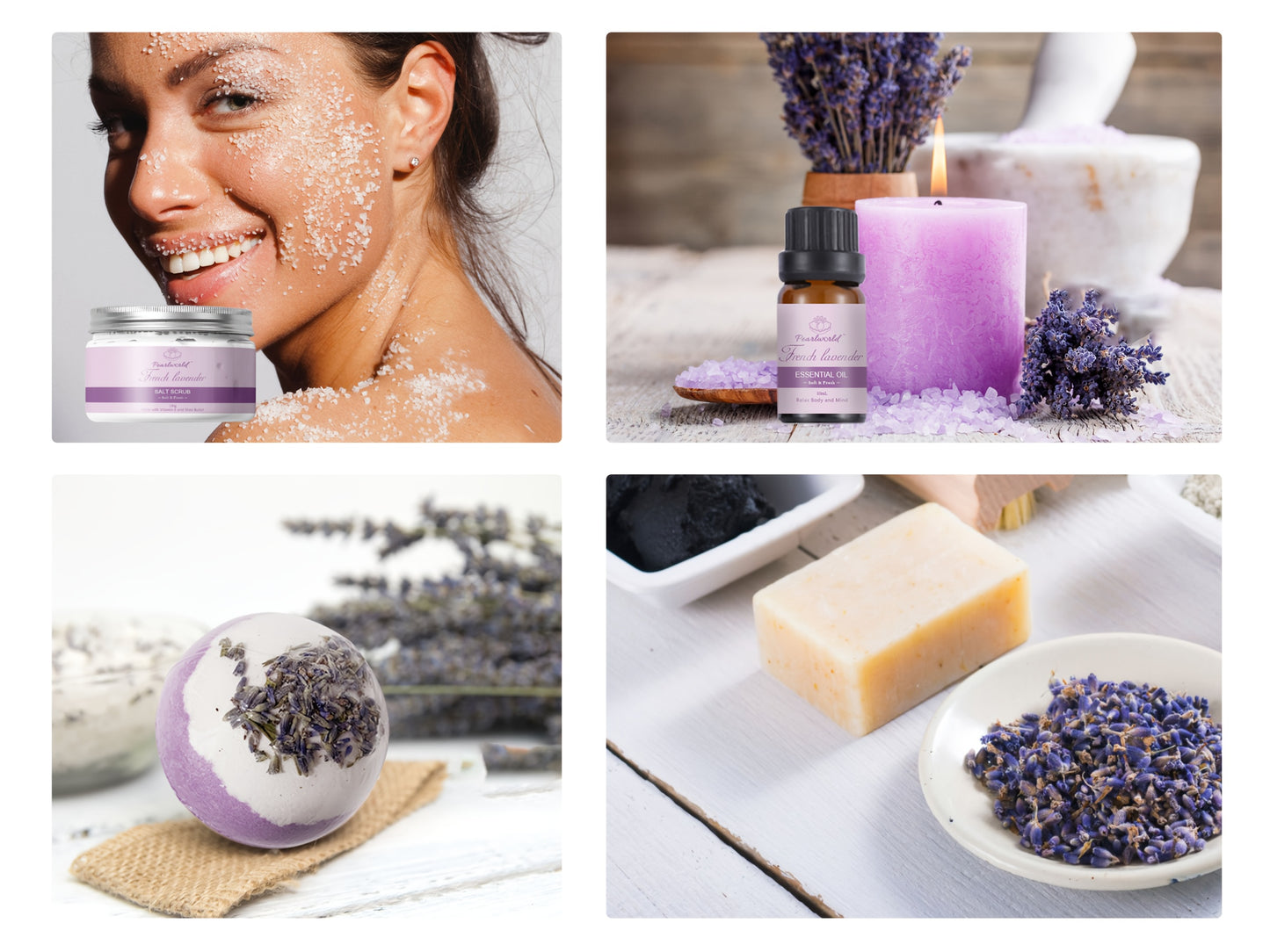 Lavender SPA Gift Box - 8pcs Luxury Bath Set, Natural Handmade