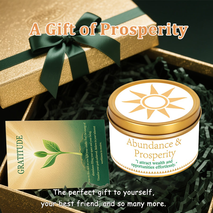 EVODUCK Law of Attraction Abundance Manifestation Candle | Patchouli & Cinnamon 3oz Scented Soy Wax Candle with Yellow & Golden Crystal | for Focus, Meditation, Yoga & Reading