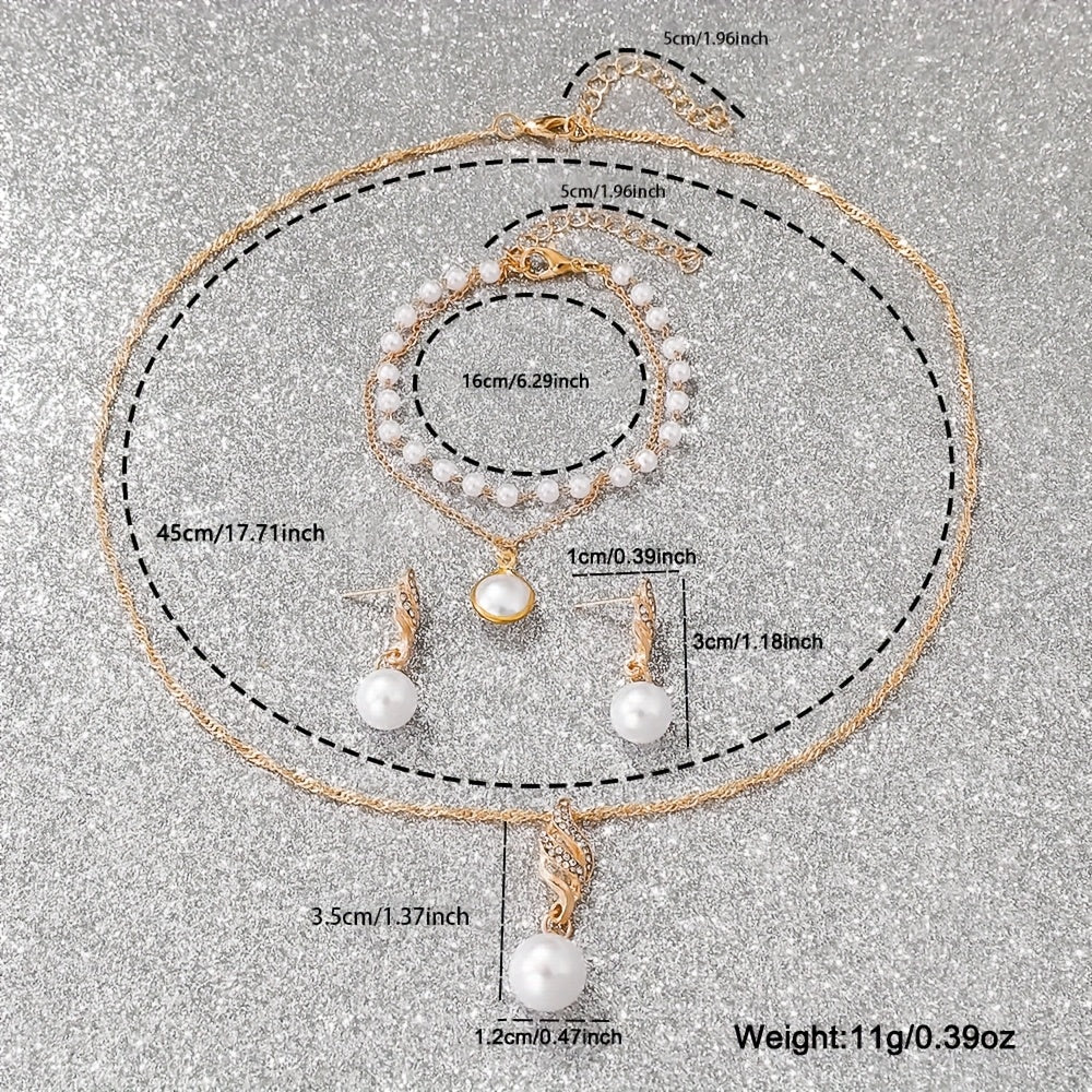 SHAARMS 5pcs Women's & Jewelry Watch & Bracelet Set - Elegant PU Strap Quartz Watch with Bracelets